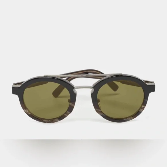 Salvatore Ferragamo dark brown Javan/green sunglasses display picture 2